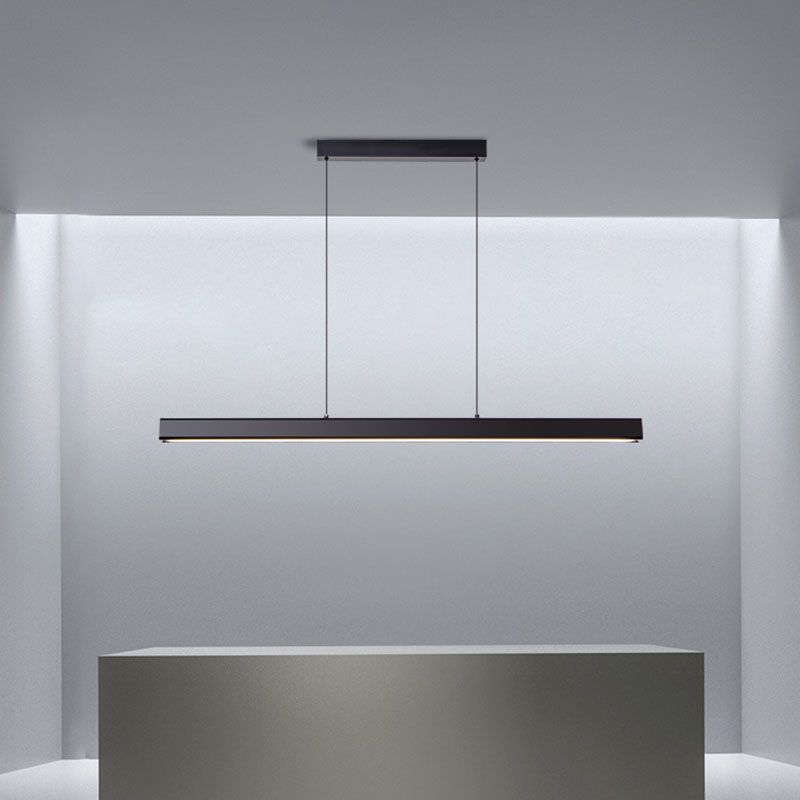 Modern Linear Island Chandelier Lights Metal 1 Light Flush Mount Chandelier