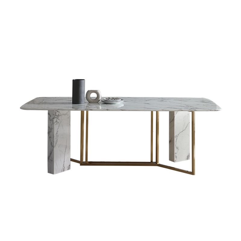 Mesa de comedor de lujo tradicional mesa de comedor de piedra con marco dorado
