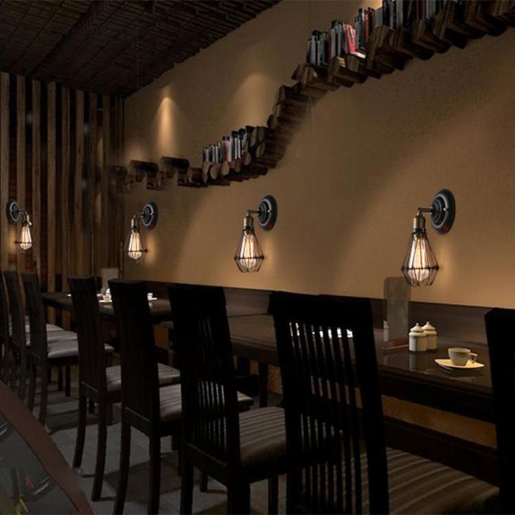 Industrial Style Caged Wall Sconce Lighting Metal 1 Light Wall Mounted Lamps