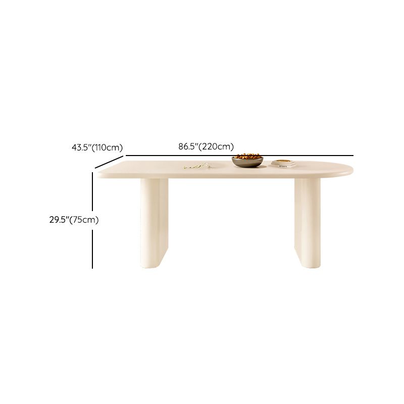 Double Pedestal Dining Table Solid Wood Dining Table in White for Dining Room