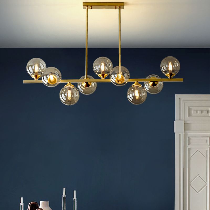 Moderne Stil Kugelform Island Lichter Glass Island Anhänger in Gold