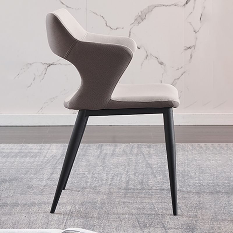 Industrial Dining Room Side Chairs Faux Leather Arm Open Chair for Kitchen