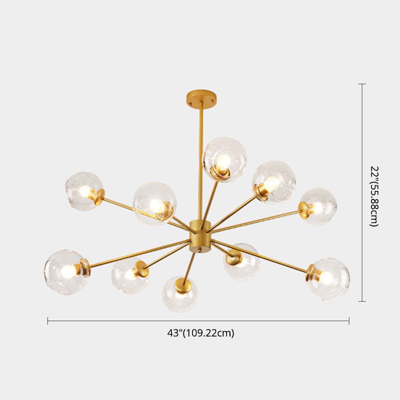 Lampadario in metallo in stile nordico in vetro trasparente in vetro sfumatura molecolare Modellazione molecolare Ciondolo per soggiorno