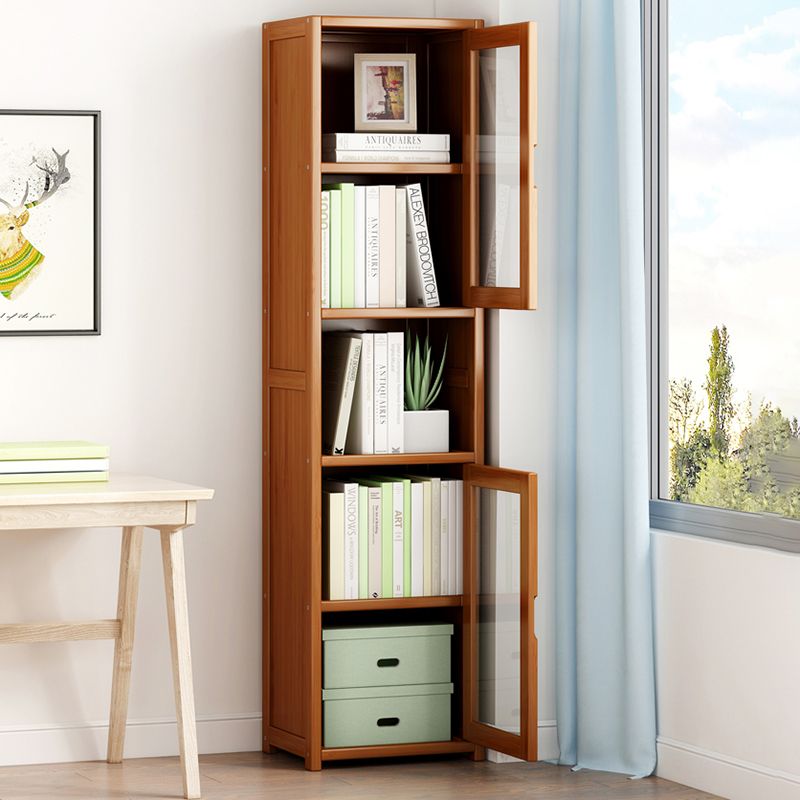 Contemporary Closed Back Bookshelf Vertical Bamboo Bookcase for Home Use