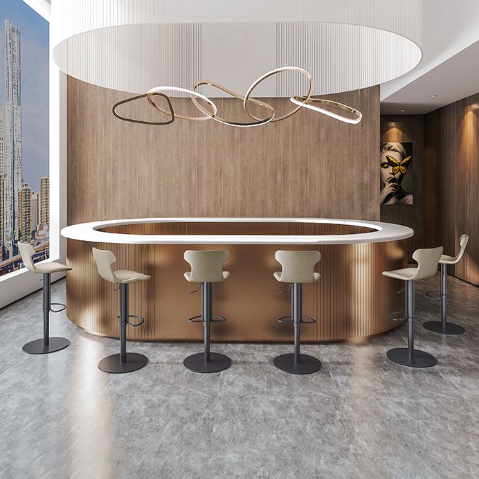 Faux Leather Bar Stools Swivel Adjustable Height Bar Stool with Footrest