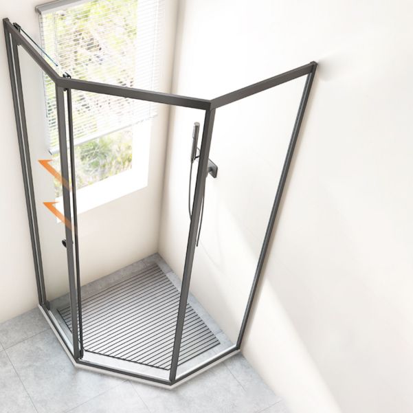 Neo-Angle Transparent Tempered Shower Enclosure Stainless Steel Frame Shower Stall