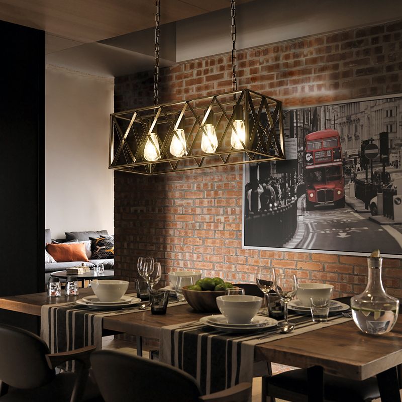 Metal Island Candant Lighting Black Industrial Black Cagd Restaurant Isola Penderant lampadario