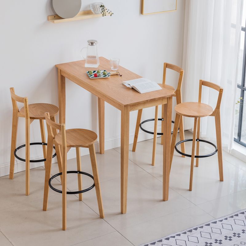 Contemporary Rectangle Solid Wood Living Room Bar Dining Table