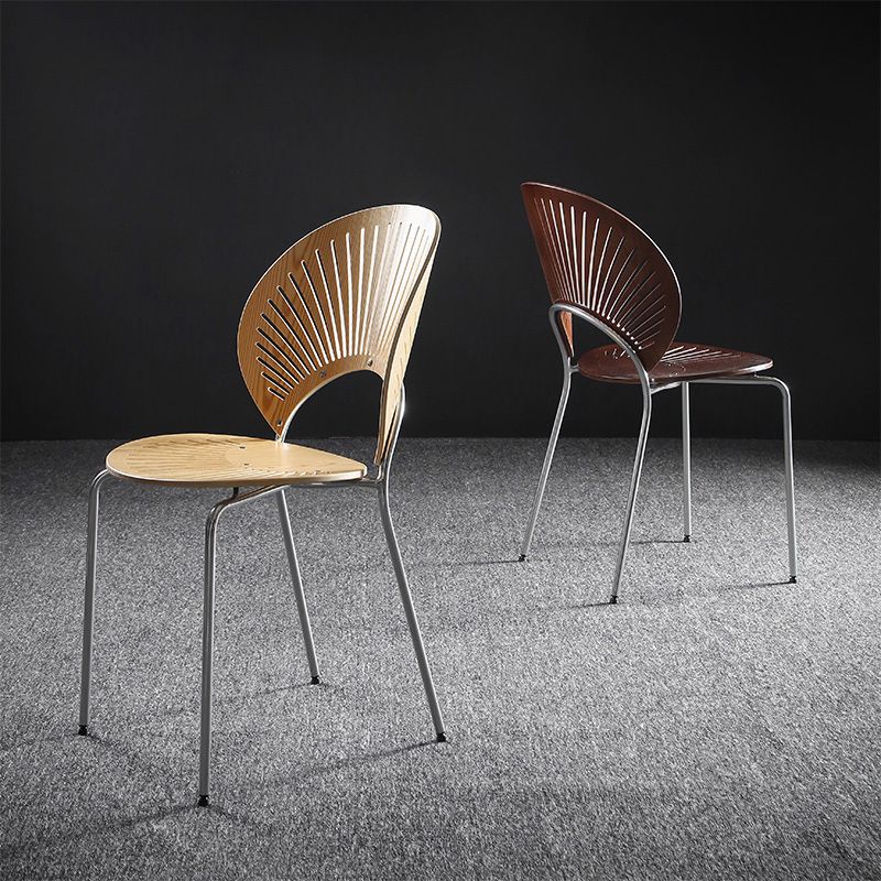 Nordic Style Metal Armless Dining Chairs Open Back Dining Side Chair for Home Use