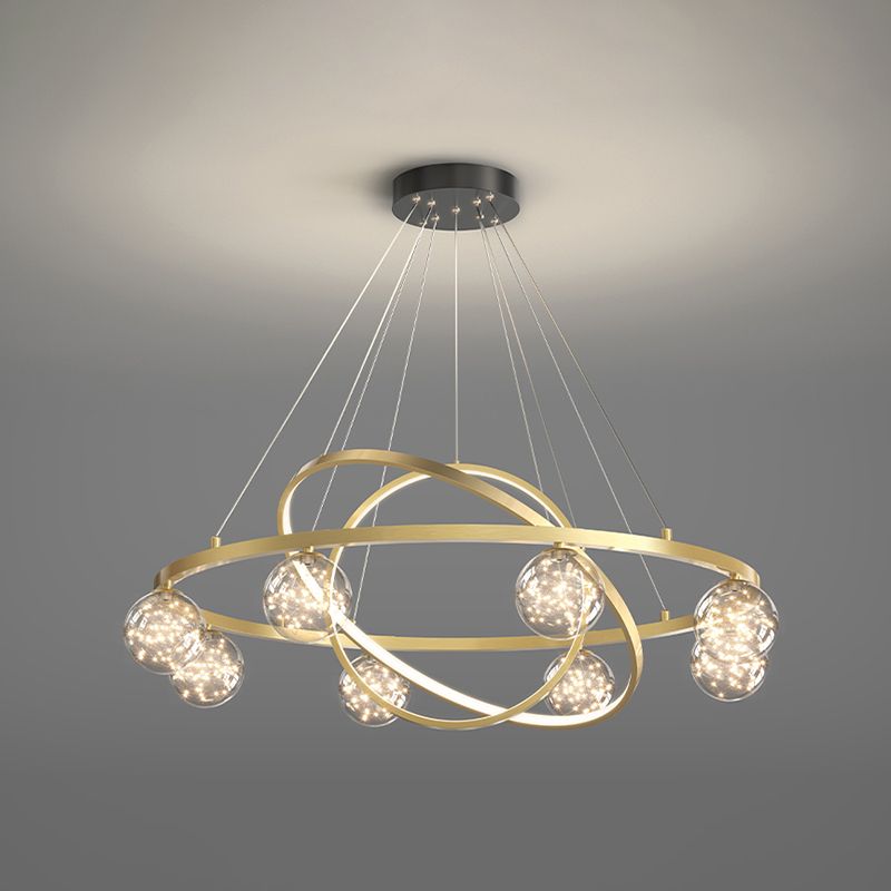 Moderne ring kroonluchter verlichtingsarmaturen multidichte restaurant hangende lamp met bol schaduw