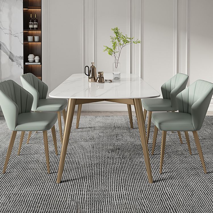 Contemporary Table Dining Set with Sintered Stone Table and Upholstered Chairs