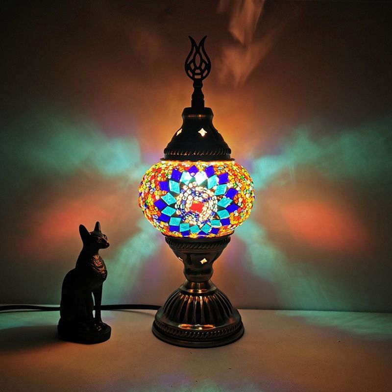 Mesa de mosaico de estilo vintage Lámpara de vidrio Lámpara de lámpara de escritorio de lámpara de vidrio