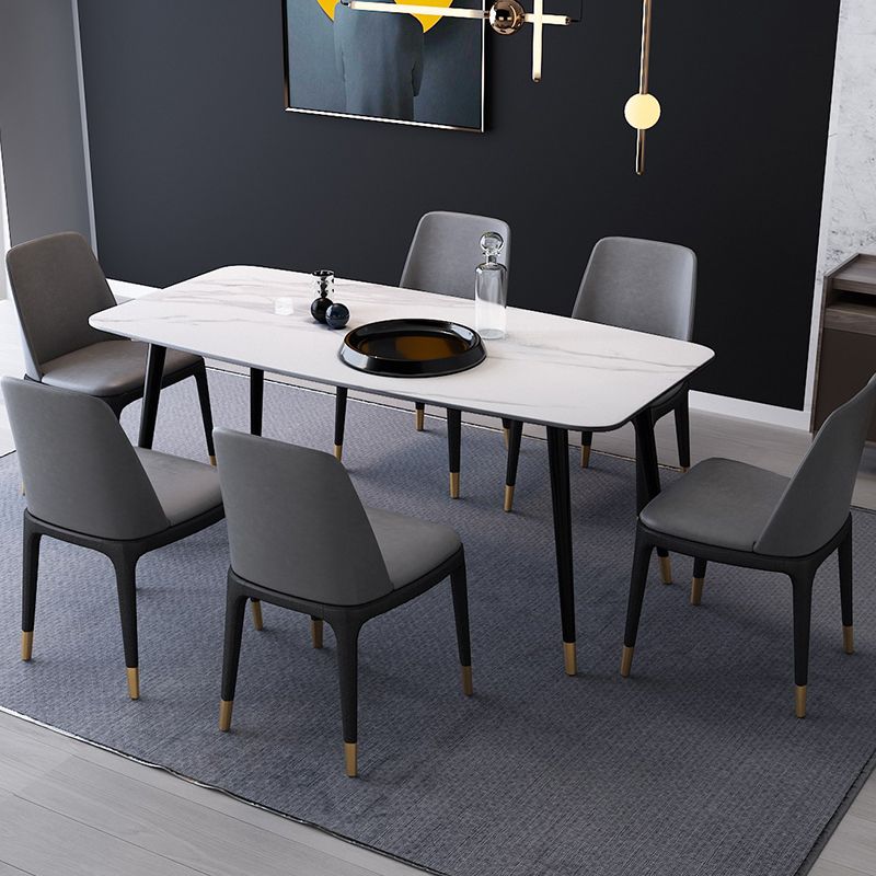 Industrial Sintered Stone Dining Table Rectangle Table with 4 Legs