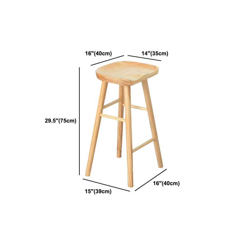 Saddle Seat Footrest Counter Chair Modern Backless Counter Stools in Natural
