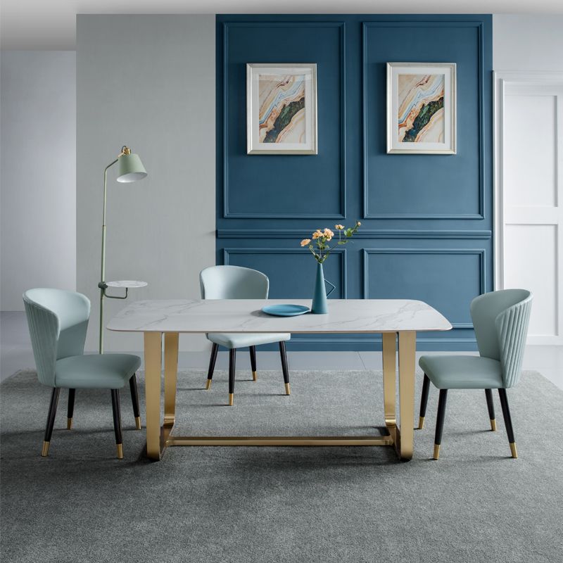 1/4/5/6 Pieces Nordic Dining Room Set Sintered Stone Dining Table and Faux Leather Chairs