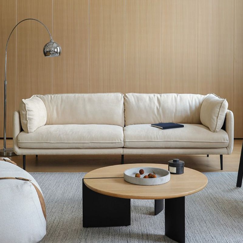 31.49" High Sofa Faux Leather Tuxedo Arm Sofa with Loose Back