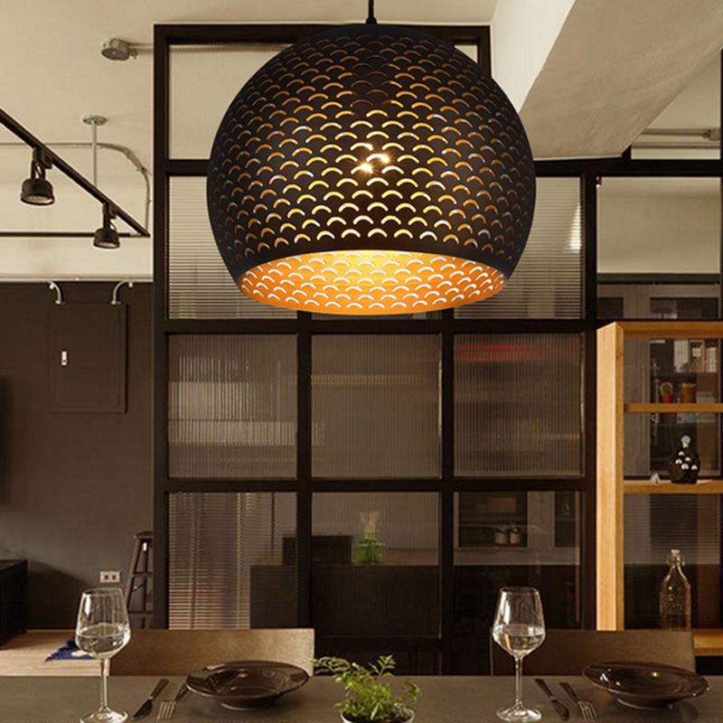 Black Globe Pendant Lighting Decorative Metal 1 Head Bedroom Hanging Ceiling Light