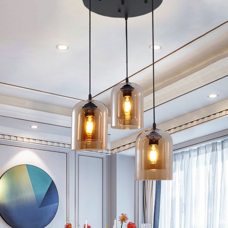 Glazen zwarte hanglamp in moderne creatieve stijl Iron Bell Hanging Lamp voor eetkamer