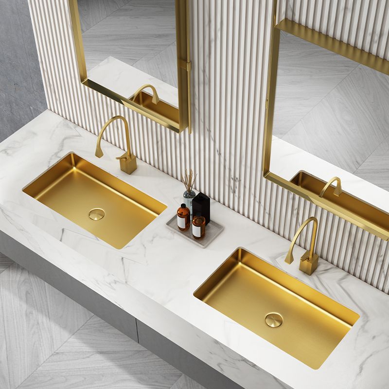 Metal Rectangular Bathroom Sink Modern Undermount Bathroom Sink