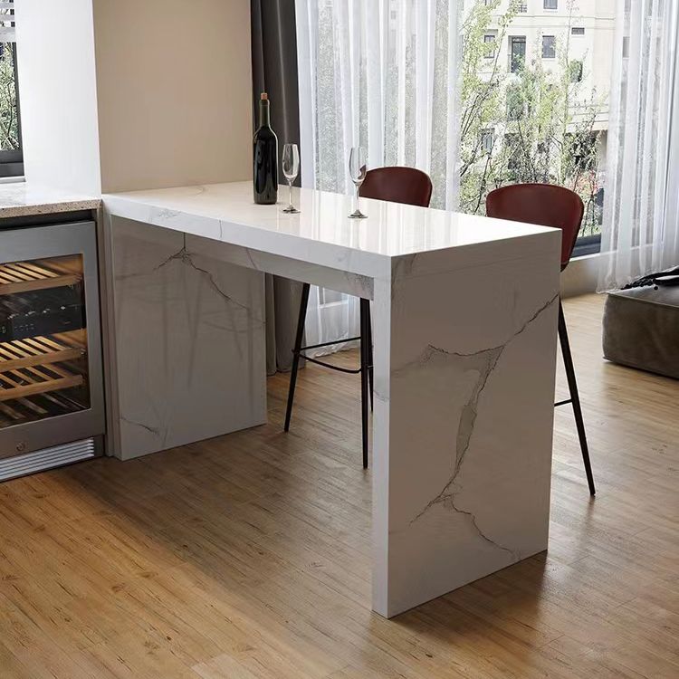 Marble Bistro Bar Height Cocktail Table with Two Legs Bistro Table