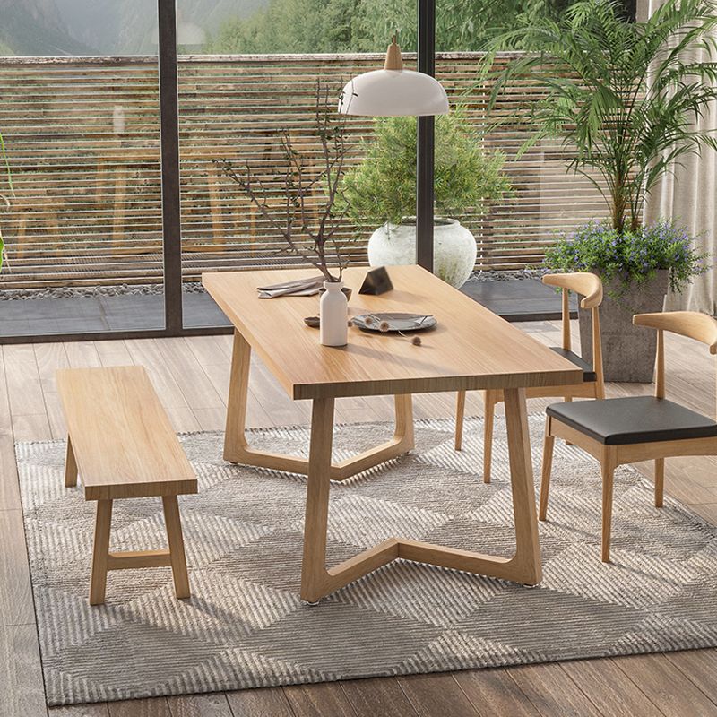 Natural Dining Table Contemporary Style Solid Wood Rectangle Dinner Table