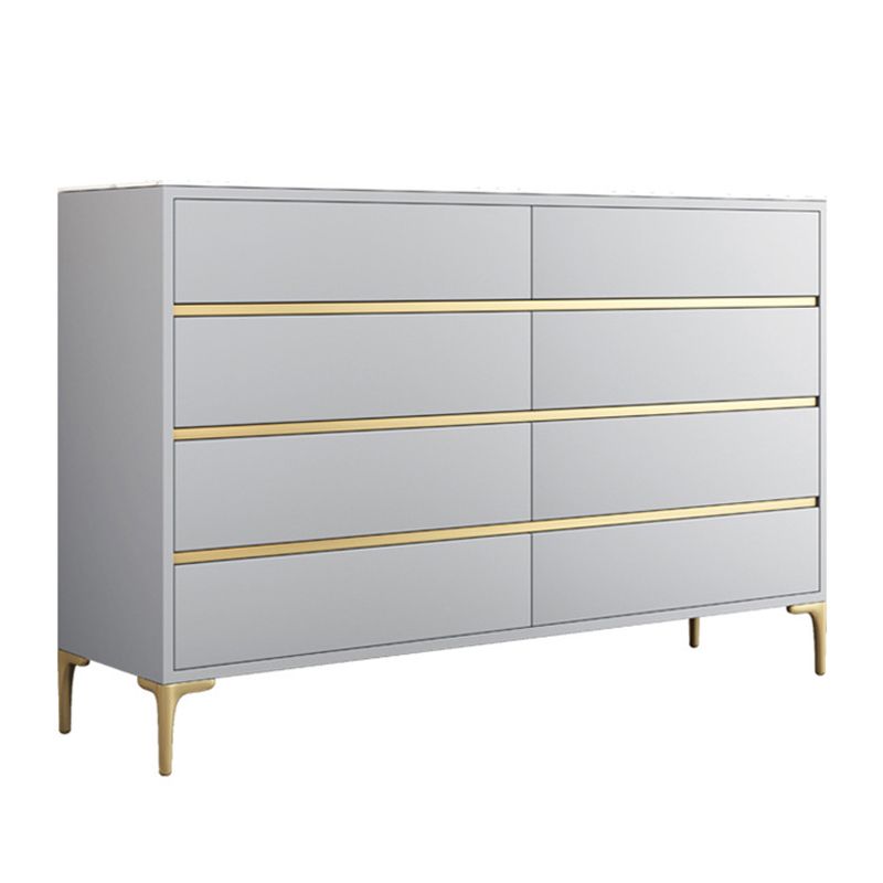 Glam Stone Storage Chest Bedroom Horizontal Chest with Drawers