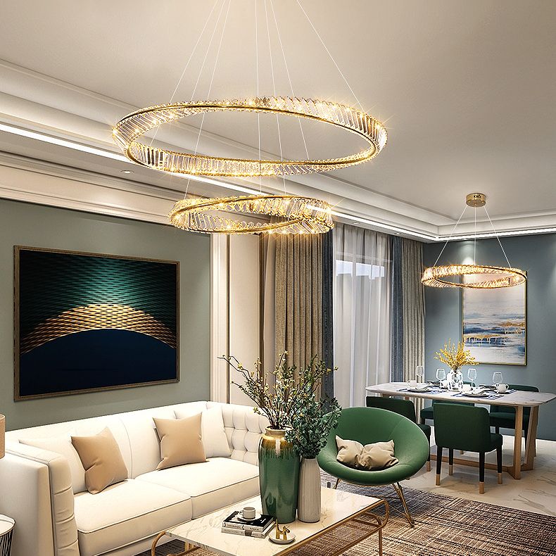 Modern Orbicular Ceiling Pendant Light Crystal Hanging Lamp Kit