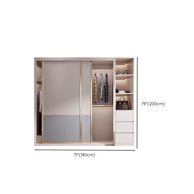 Bedroom Wooden Wardrobe Armoire Coastal Style Sliding Doors Storage Cabinet