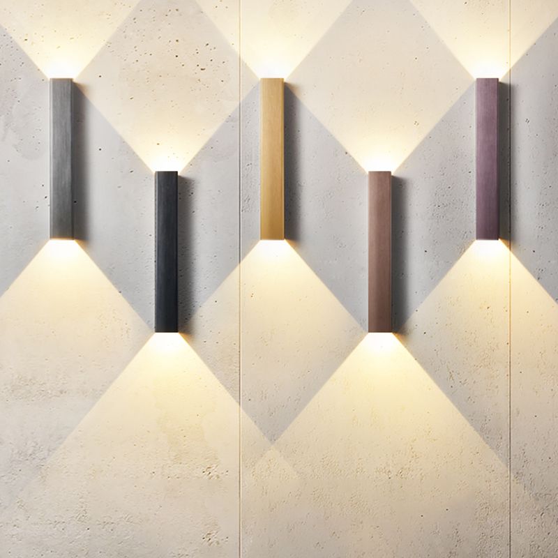 2-Lights Rectangular Lighting Fixtures Aluminum Modern Style Sconces Wall Lamps