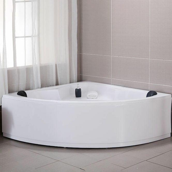 Acrylic Corner Soaking Bathtub Antique Finish Back to Wall Bath Tub
