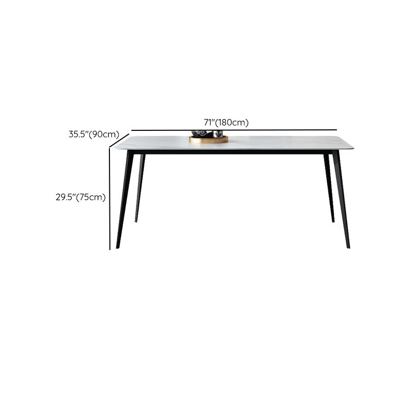 White Stone Dining Table Industrial Rectangle Dining Table for Dining Room