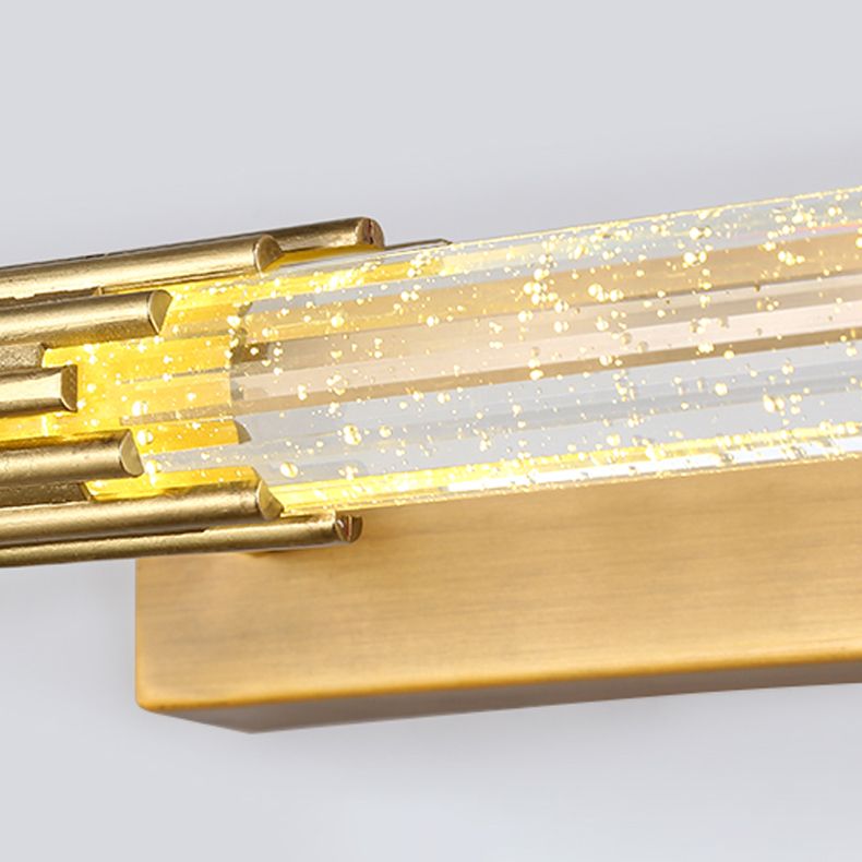 Geometric Shade 1-Light Mirror Wall Sconce Modern Style Crystal Wall Mount Light Fixture in Brass