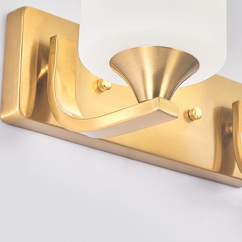 Simple Wall Sconce Cylinder Wall Light Fixture in Gold for Bedroom