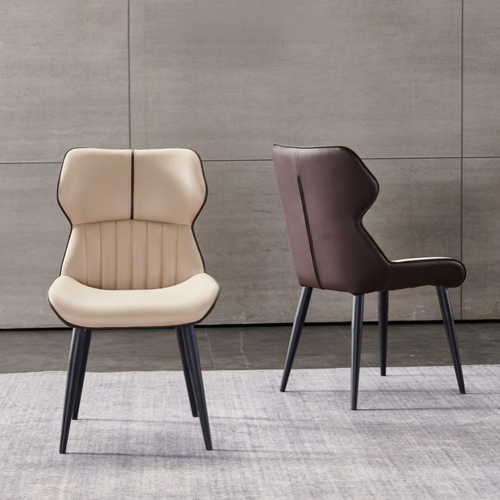 Chaise d'appoint de salle à manger moderne pour la maison, chaises de salle à manger sans accoudoirs en cuir (Ensemble de 2)