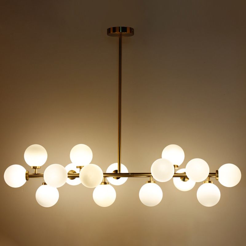 Opal Glass Bubbles Island Lighting Minimalistic Gold Suspension Lamp for Dining Room