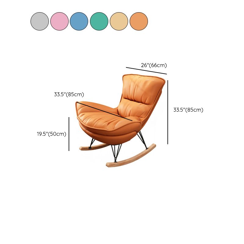 Modern Glider Chair Pure Color Metal Dark Legs Rocking Chair with Ottoman