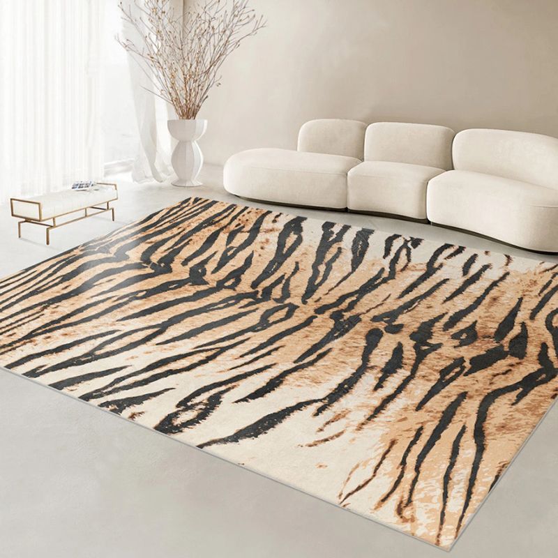Simplicity Zebra Print Rug Polyester Carpet Non-Slip Backing Area Rug for Living Room