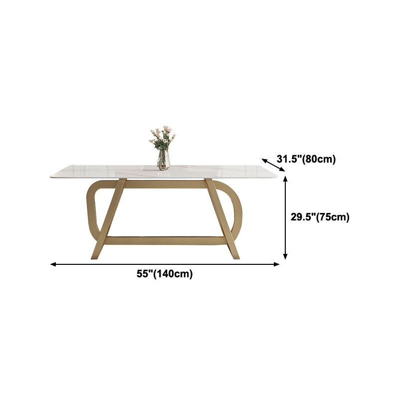 Mesa de comedor de acero inoxidable rectangular mesa de comedor de estilo de lujo para el hogar