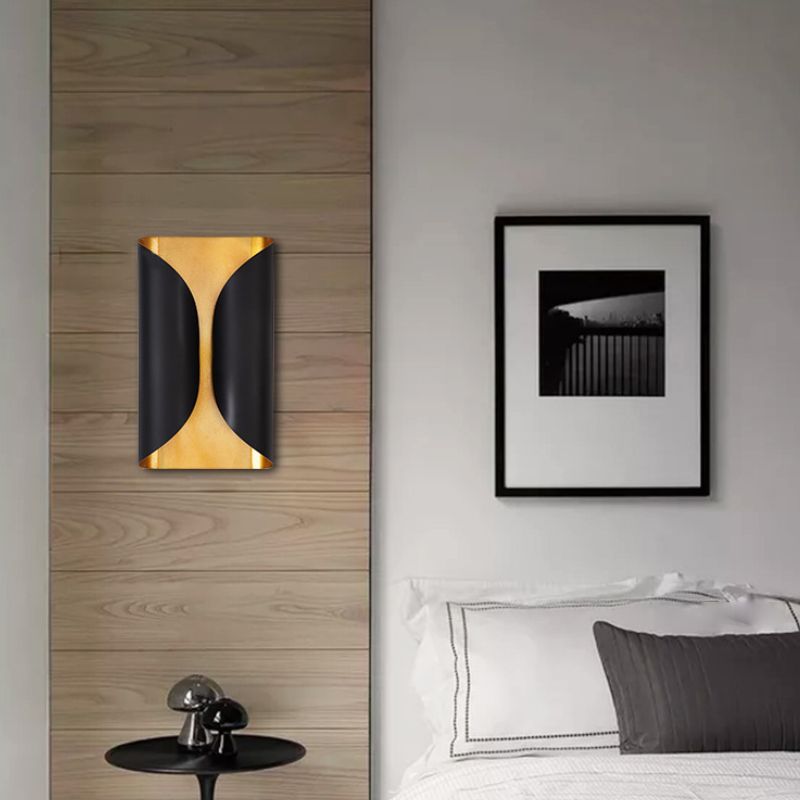 Colonial Style Rolling Surface Wall Sconce 2 Light Metal Wall Mounted Lamp in Black