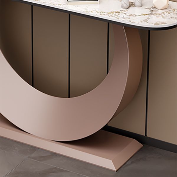 Half Moon Contemporary Console Table Stone White/Black/Pink Console Sofa Table