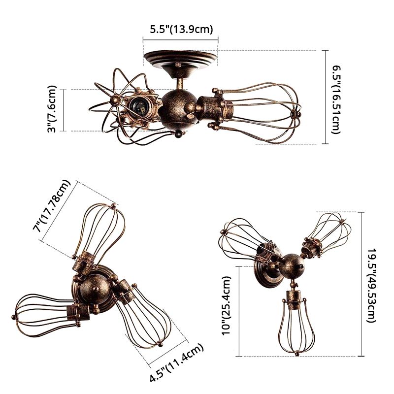 Starburst Semi Flush Mount Lighting Retro Creative Industrial Style Metall Deckenleuchten für Schlafzimmer