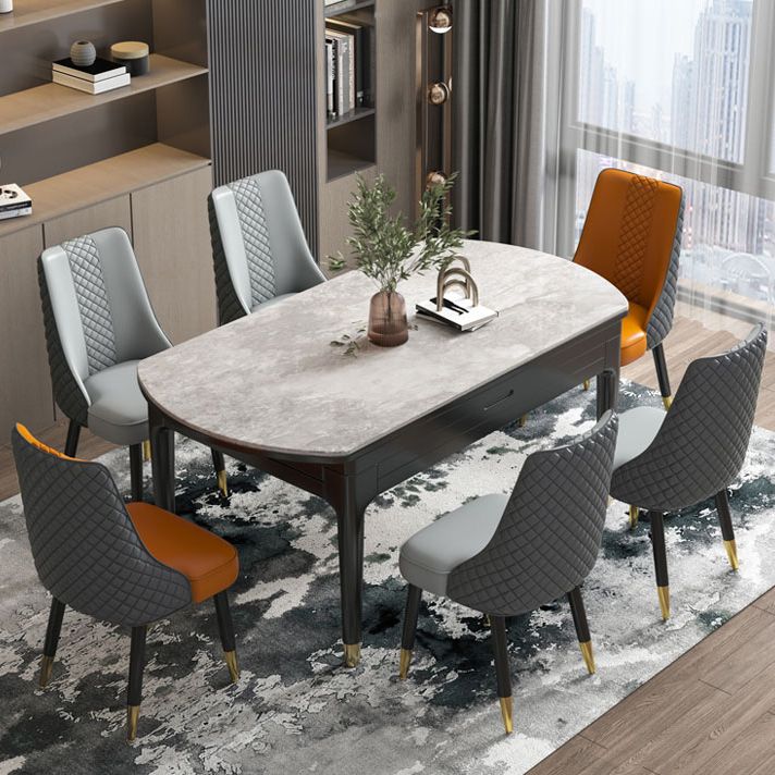 Industrial Style Dining Chairs Faux Leather Kitchen Chairs with Wood Legs