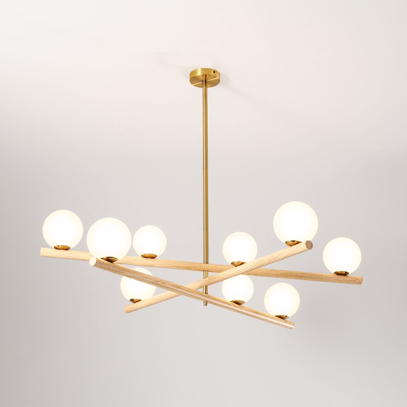 Burbujas nórdicas lámparas colgantes salón de estar de madera lámpara de araña de lámpara en blanco