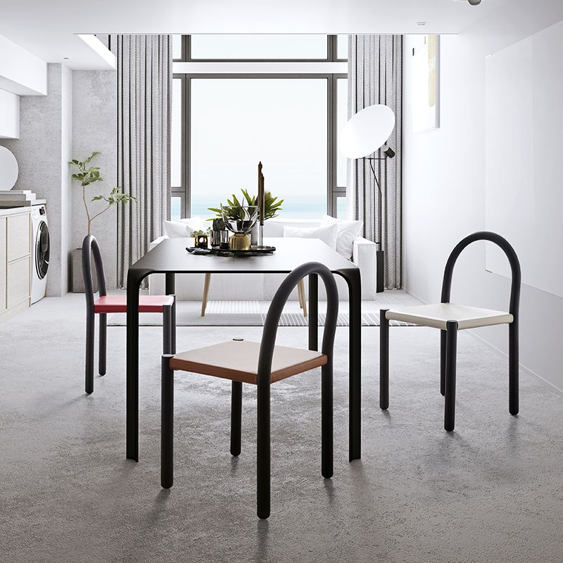 Modern Style Leather Side Chair Open Back Dining Chair for Home