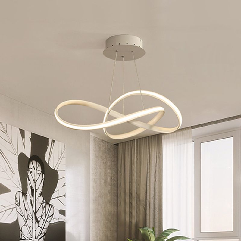 Verstrengelde kroonluchter licht moderne stijl aluminium led eetkamer drop lamp in zwart/wit/koffie, 19,5 "/27,5" w