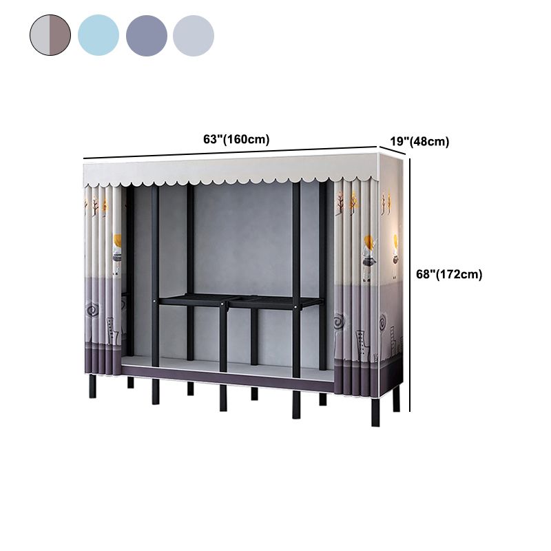 Black Steel Frame Wardrobe Contemporary Folding Wardrobe Armoire