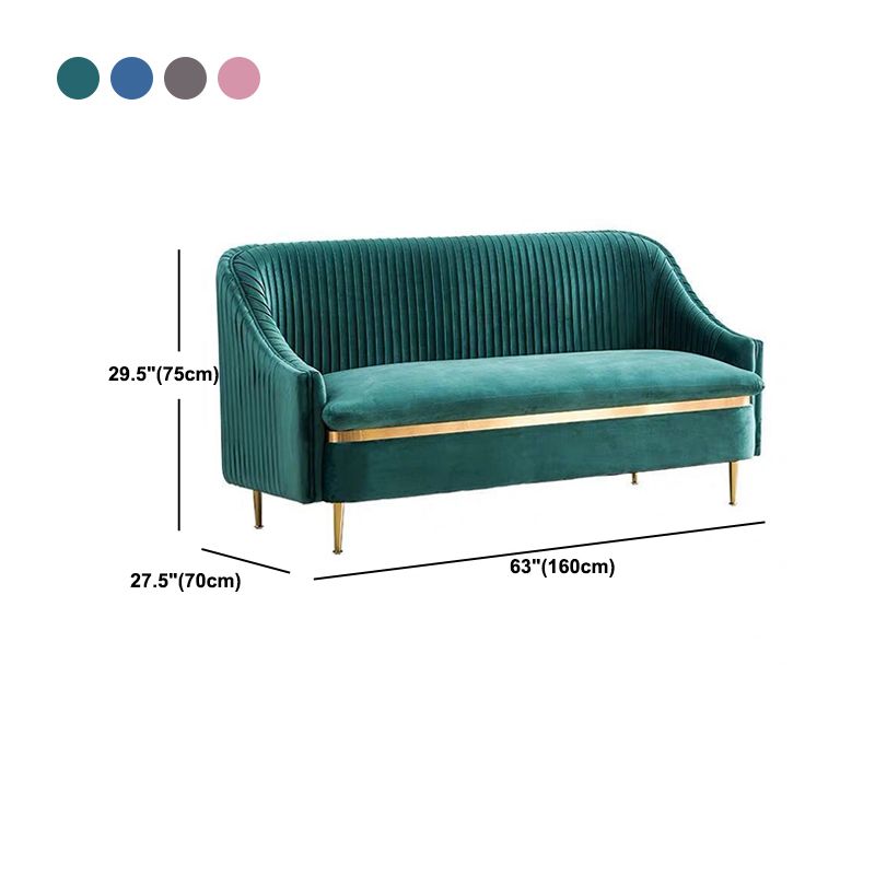 Contemporary Velvet Sofa with Swen Pillow Back and Slopped Arm