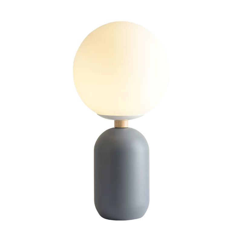 Lampada da tavolo notturno globale in vetro bianco Nordic 1-bulba grigio/bianco/rosa Libra di lettura Light con base di cilindri