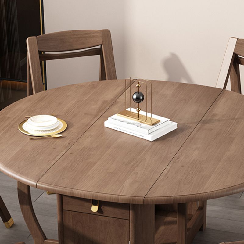 Table à manger pliable en bois d'hévéa, table ronde moderne et médiévale avec base sur tréteau de rangement