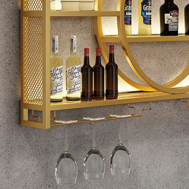 Wall Mounted Wine Rack Metal Wine Bottle & Glass Rack without Light
